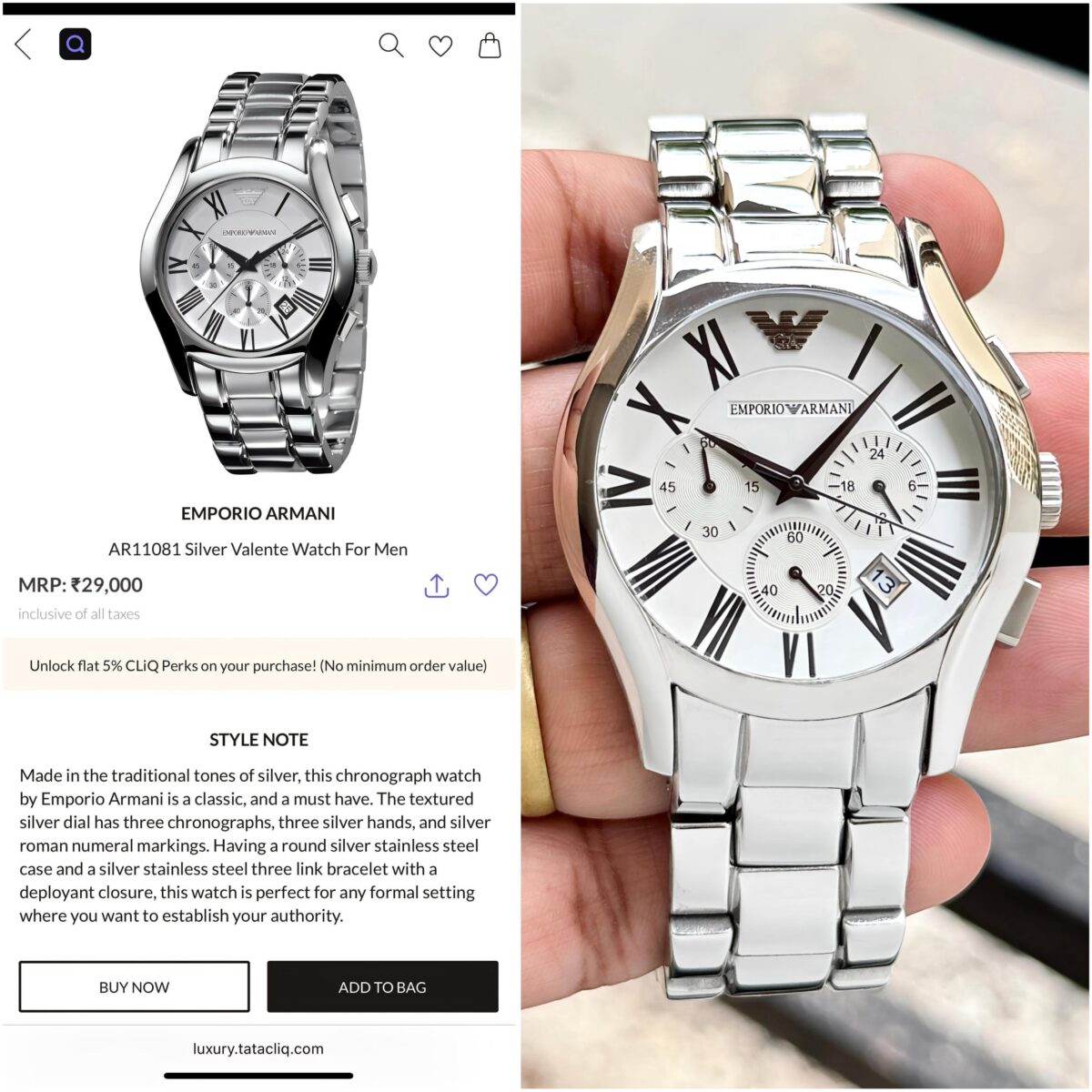 EMPORIO ARMANII VALENTE CHRONOGRAPH AR11081 FOR MEN'S - Image 2
