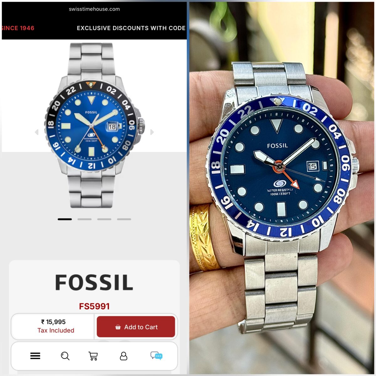 FOSSILL FS5991 BLUE DIAL MEN'S - Image 3