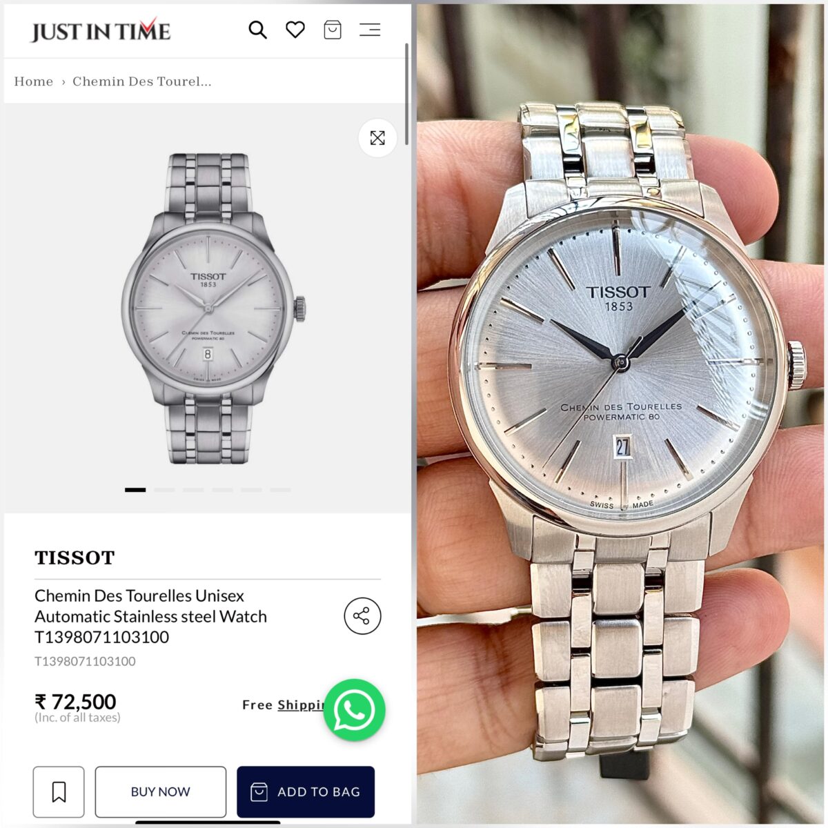 TISSOTT CHEMIN DES TOURELLES POWERMATIC 80 FOR MEN'S - Image 3