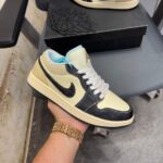 NIKEE AIR JORDAN 1 LOW COCONUT MILK BLACK MUSLIN