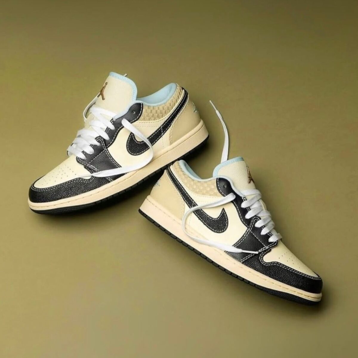 NIKEE AIR JORDAN 1 LOW COCONUT MILK BLACK MUSLIN - Image 4