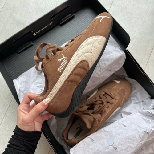 Low-Profile Racing Sneakers - Coffee & Ivory