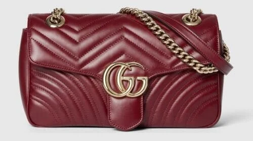 Quilted Chain Shoulder Bag - Wine - view 4