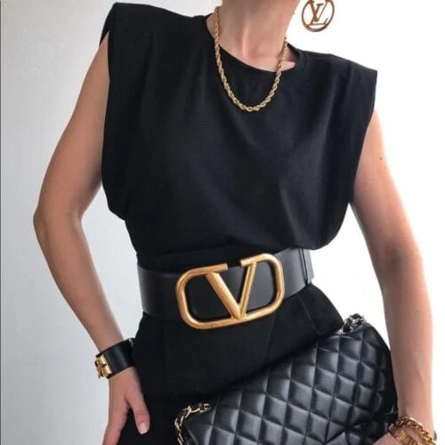 Reversible Wide Leather Belt - Women’s