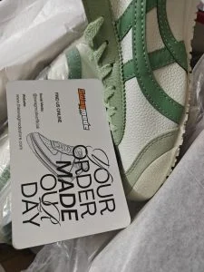 Sage green and cream retro runners, newly unwrapped